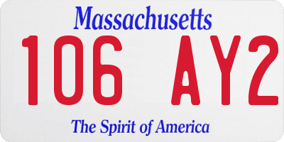 MA license plate 106AY2