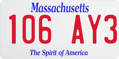 MA license plate 106AY3