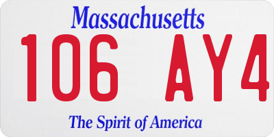 MA license plate 106AY4