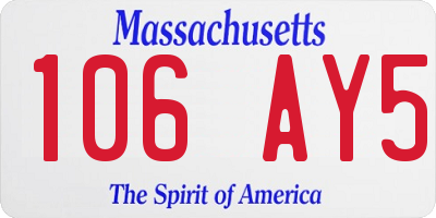 MA license plate 106AY5