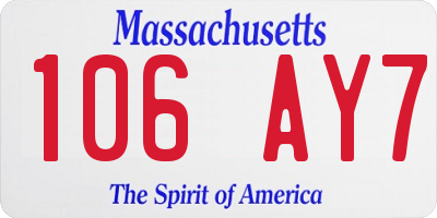 MA license plate 106AY7