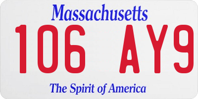 MA license plate 106AY9