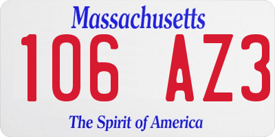 MA license plate 106AZ3