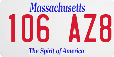 MA license plate 106AZ8