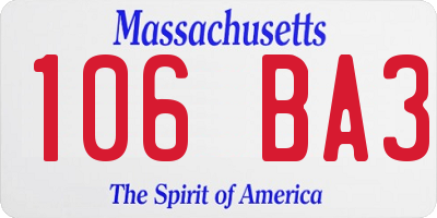 MA license plate 106BA3