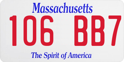 MA license plate 106BB7