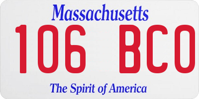 MA license plate 106BC0