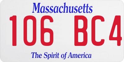 MA license plate 106BC4