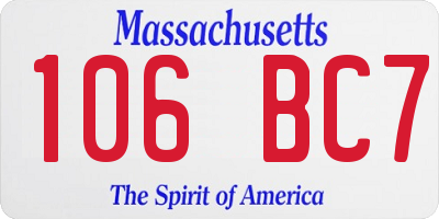 MA license plate 106BC7