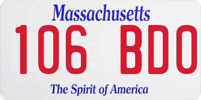 MA license plate 106BD0