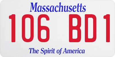 MA license plate 106BD1