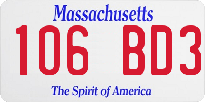 MA license plate 106BD3