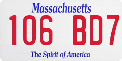 MA license plate 106BD7