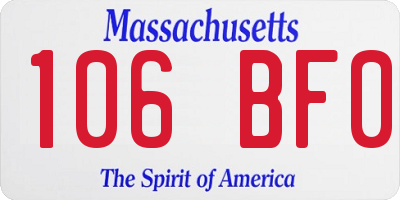 MA license plate 106BF0
