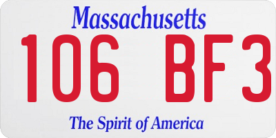 MA license plate 106BF3