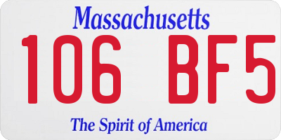 MA license plate 106BF5