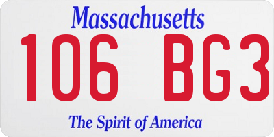 MA license plate 106BG3