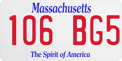 MA license plate 106BG5