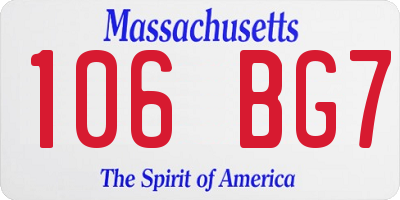 MA license plate 106BG7