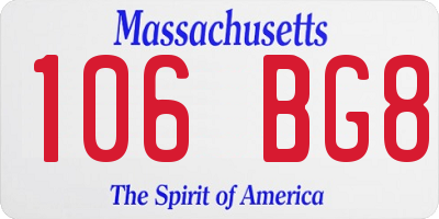 MA license plate 106BG8
