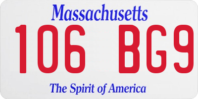 MA license plate 106BG9