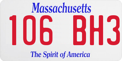 MA license plate 106BH3