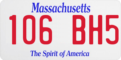 MA license plate 106BH5
