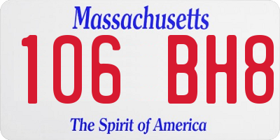 MA license plate 106BH8