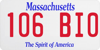 MA license plate 106BI0