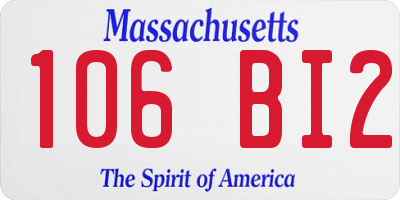 MA license plate 106BI2