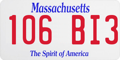 MA license plate 106BI3
