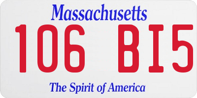 MA license plate 106BI5
