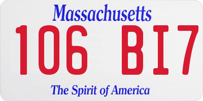 MA license plate 106BI7