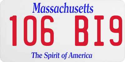 MA license plate 106BI9