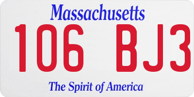 MA license plate 106BJ3