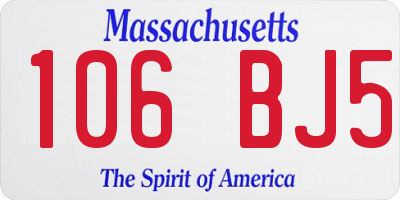 MA license plate 106BJ5