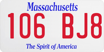 MA license plate 106BJ8