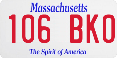 MA license plate 106BK0