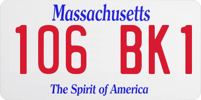 MA license plate 106BK1