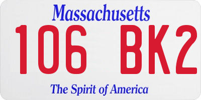MA license plate 106BK2