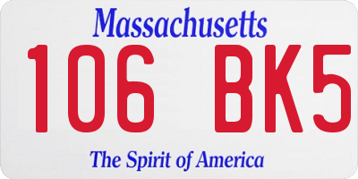 MA license plate 106BK5