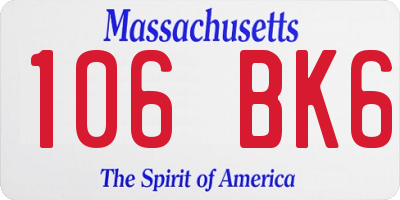 MA license plate 106BK6