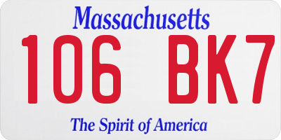 MA license plate 106BK7
