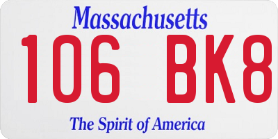 MA license plate 106BK8