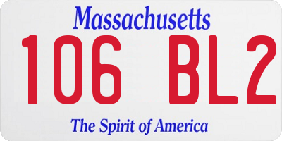 MA license plate 106BL2