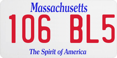 MA license plate 106BL5