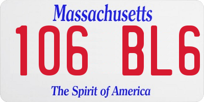 MA license plate 106BL6