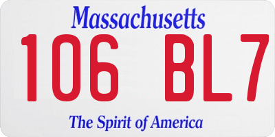 MA license plate 106BL7