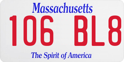 MA license plate 106BL8