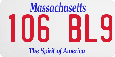MA license plate 106BL9